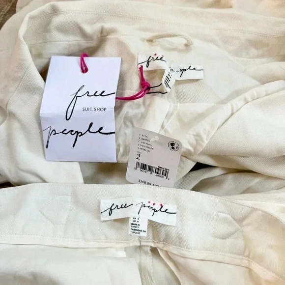 NWT Free People Gabbie Vest Suit Set Wide Leg Two Piece Matching in Cream 2 - Picture 7 of 13